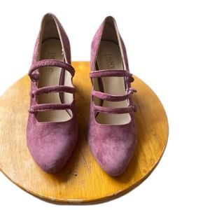 Mauve Faux Suede Block Heels